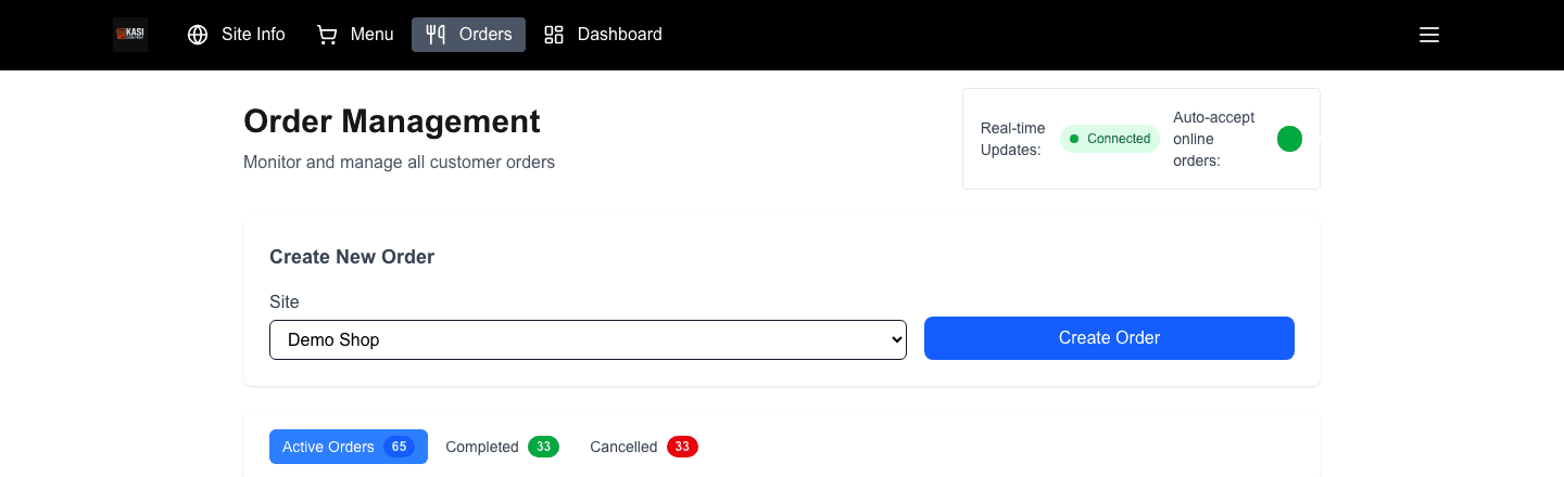 Order management dashboard